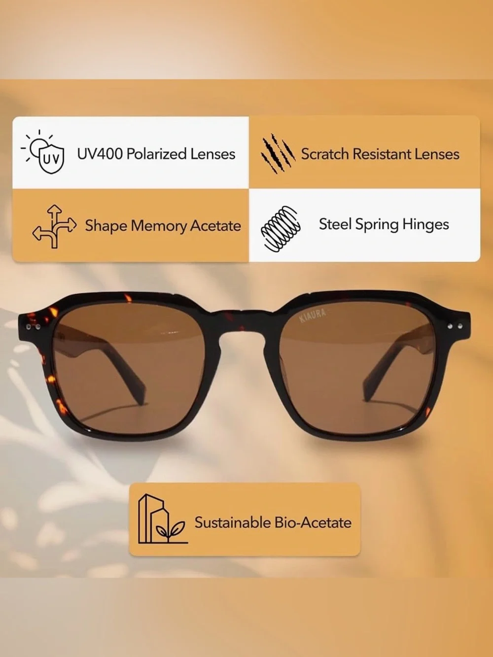 Kiara Black Frame Sunglasses with Brown Lenses. New w Case